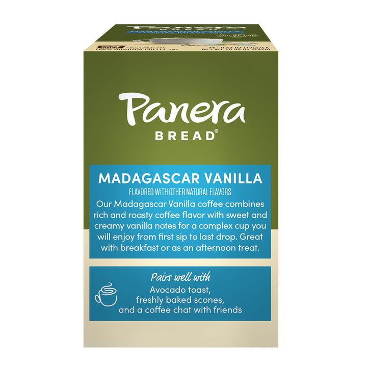 Panera Madagascar Vanilla back of box, with description