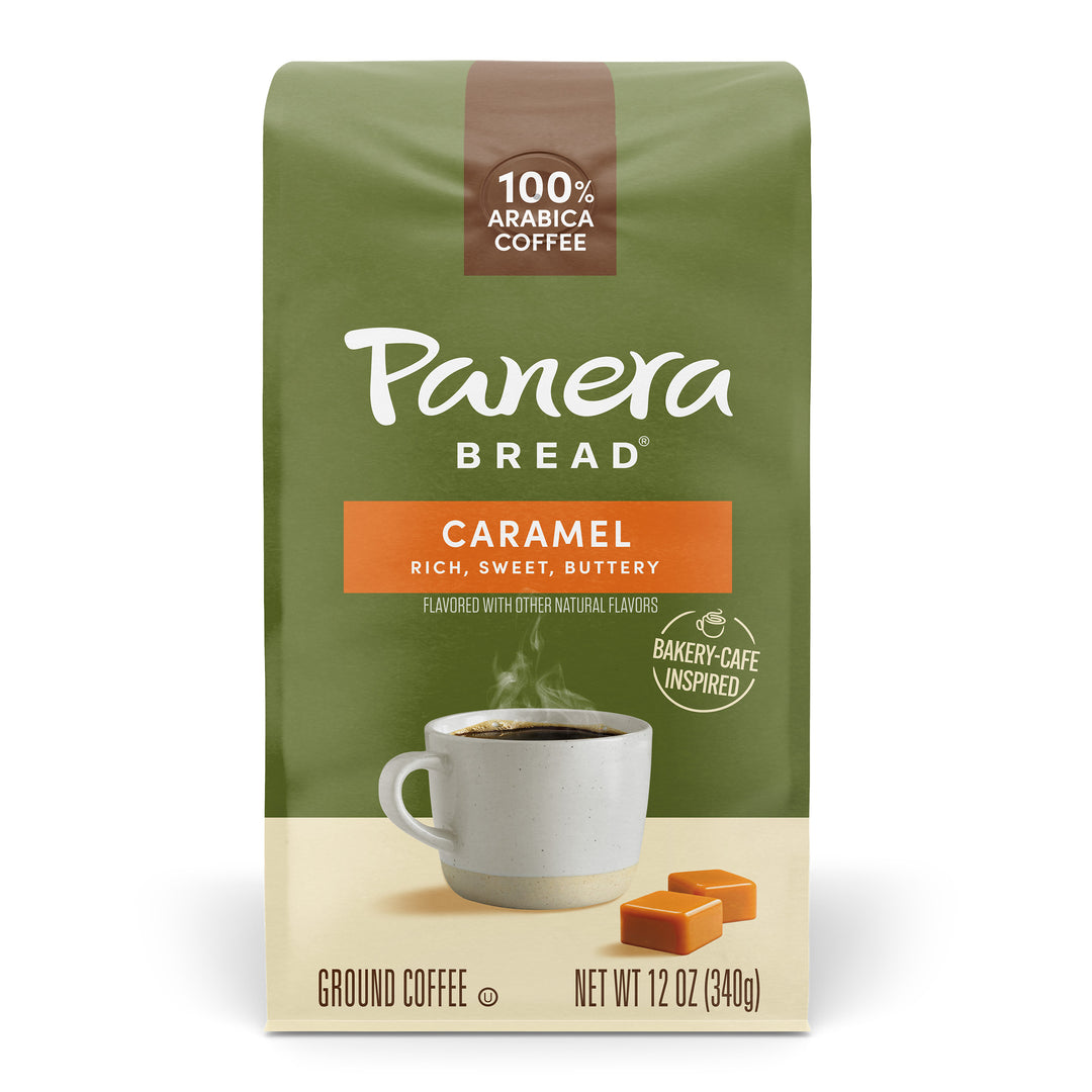 Panera Caramel 12 oz green bag 