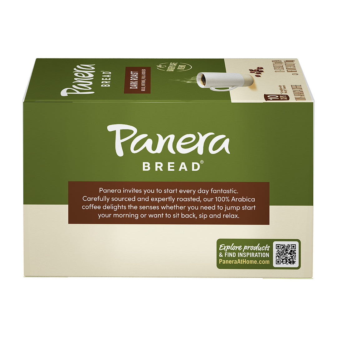green panera dark roast carton with description