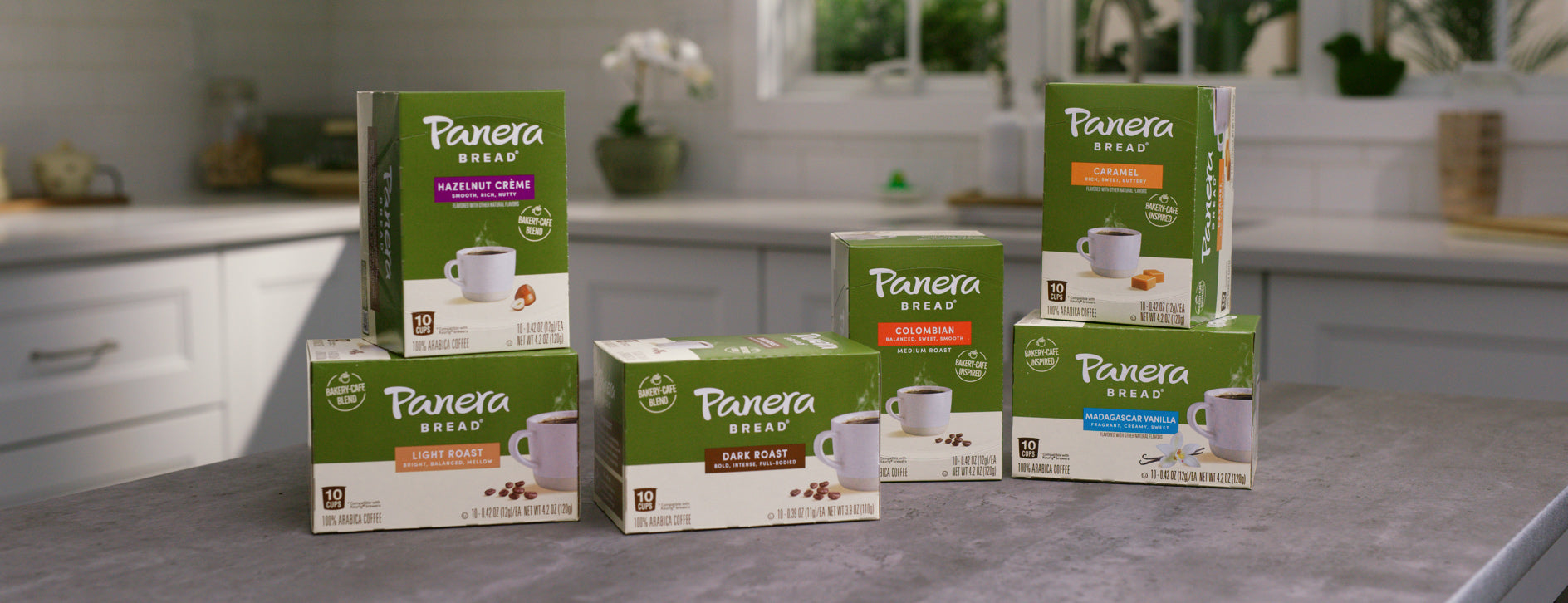 panera coffee 10 ct cartons on kitchen table
