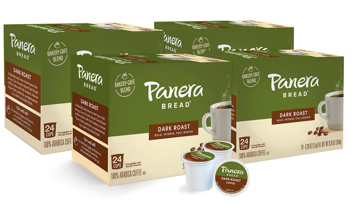 Dark Roast four pack, 24 cup cartons, with sample pods in front
