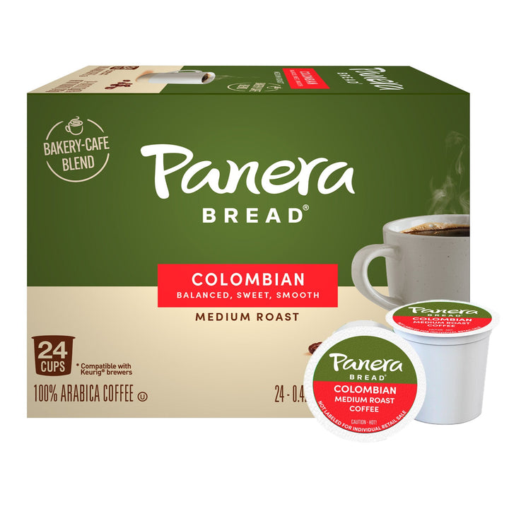 Panera Colombian Blend 24 Cup Carton, with sample pods in front