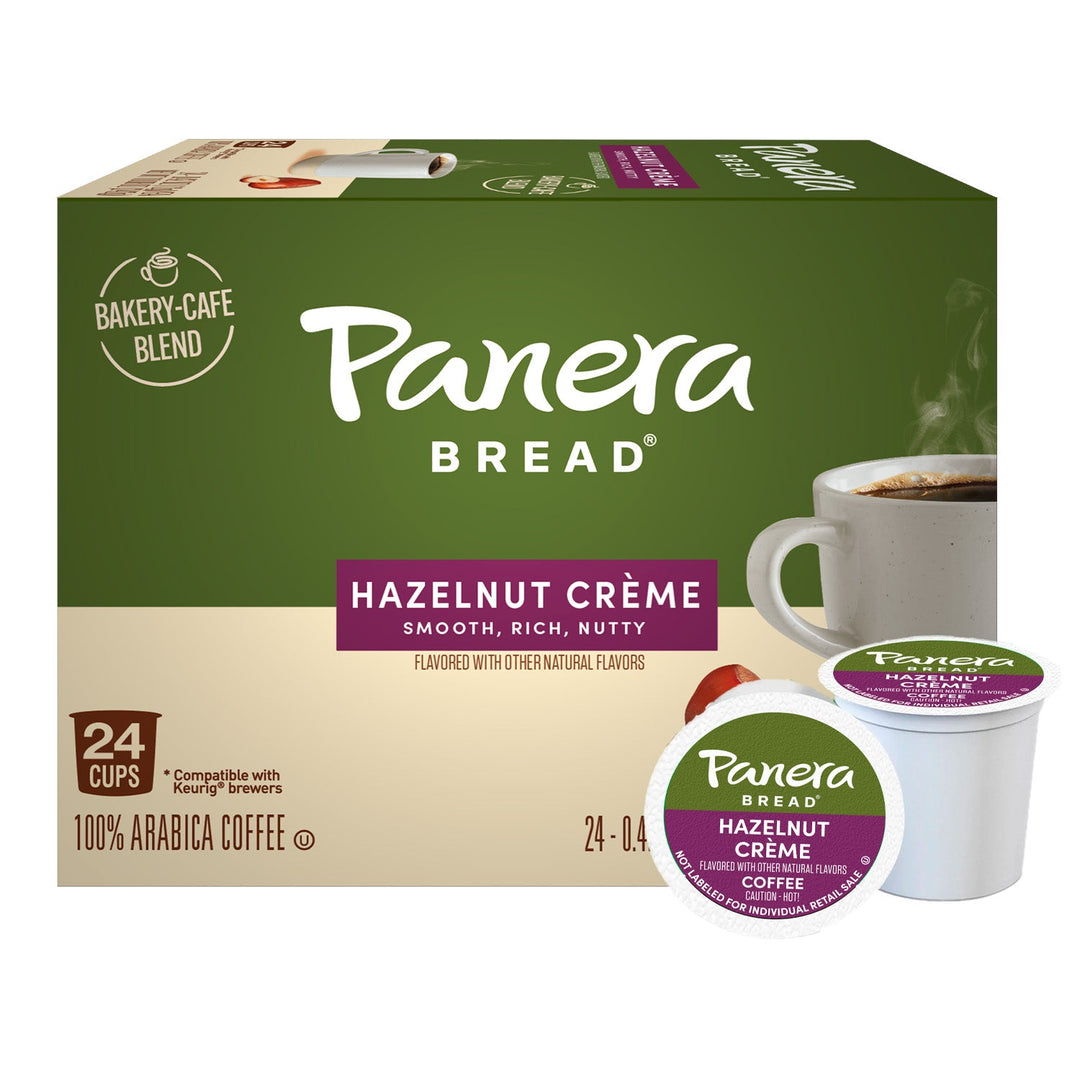 Panera Hazelnut Creme, Green 24 Cup Carton, with sample pods in front
