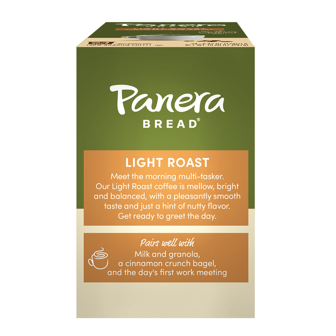 Panera Light Roast back of box, with description
